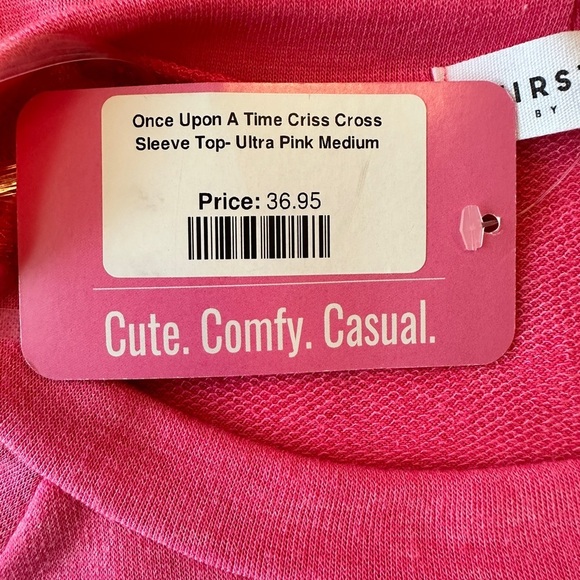 Once Upon A‎ Time Criss Cross Sleeve Top- Ultra Pink - Picture 9 of 10